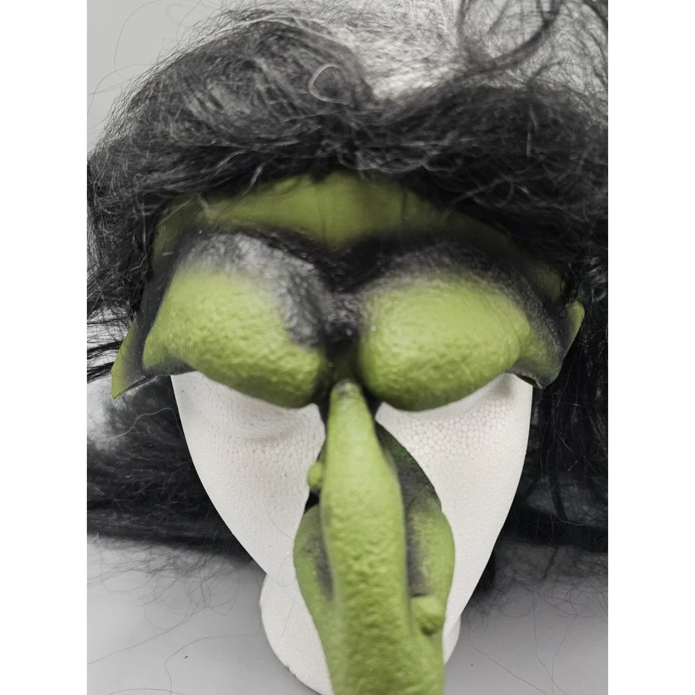 Vintage Paper Magic Group Witch Domino Eye Nose Mask W/‎ Hair Latex 1996 Green